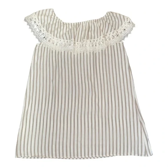 Kori America Off Shoulder Striped Mini Dress | Embroidered Ruffle Detail Size XL - Picture 3 of 10